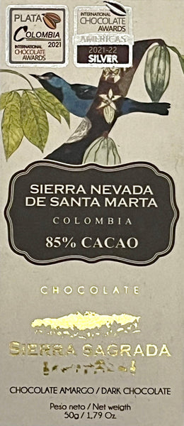 Sierra Sagrada - 85% Sierra Nevada De Santa Marta Dark Chocolate exp. 3/31/24