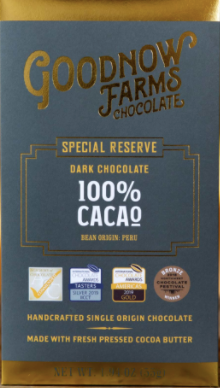 Goodnow Farms Peru "Special Reserve" 100% Dark Chocolate exp. Nov 2023