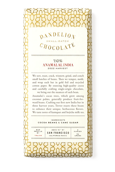 Dandelion - Anamalai 70% Dark Chocolate - India