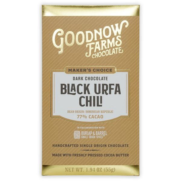 Goodnow Farms - Maker's Choice "Black Urfa Chili" 77% Dark Chocolate - Dominican Republic
