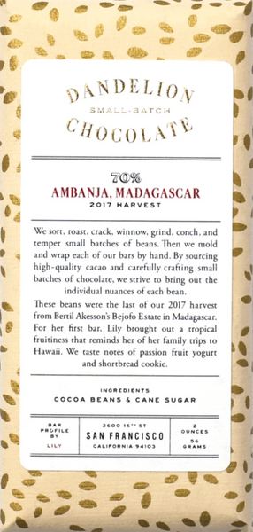 Dandelion - Ambanja 70% Dark Chocolate - Madagascar
