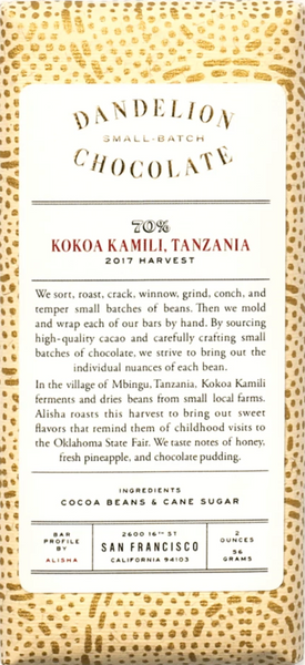 Dandelion - Kokoa Kamili 70% Dark Chocolate - Tanzania