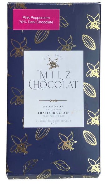 Milz Chocolat "Pink Peppercorn" 70% Dark Chocolate