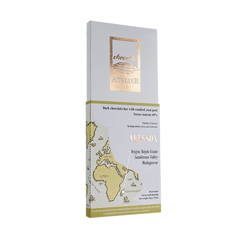 chocoME Atelier - Åkesson 69% Dark Chocolate with Candied Yuzu Peel - Madagascar