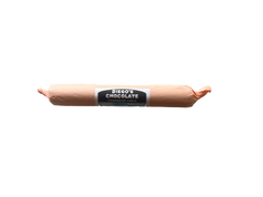 A cylindrical bar of Diego's Chocolate wrapped in pink foil, labeled "Diego's Chocolate Cobanero Chile.