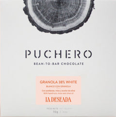 Puchero "Granola" 38% Vegan White Chocolate with Hazelnuts, Miso, Olive Oil, and Granola