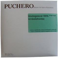 Puchero Madagascar "Ambalahonka" 100% Dark Chocolate Bar