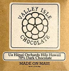 Valley Isle, Ua Hānai Orchard Hilo Hawaii 70% Dark Chocolate