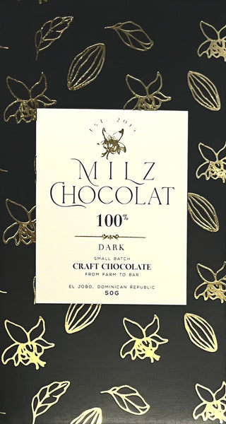 Milz Chocolat - 100% Dark Chocolate - Dominican Republic (Exp. 10/25)