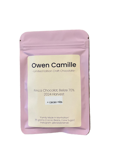 Owen Camille “Finca Chocolat Belize 2024 Harvest” 70% Dark Chocolate Bar + Cacao Nibs