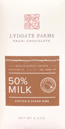 Lydgate Farms 50% Milk Chocolate with Coffee & Cacao Nibs