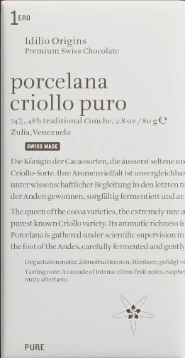 Idilio Origins - "Porcelana Criollo Puro" 74% Dark Chocolate - Venezuela