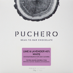 Puchero 40% "Lime & Lavender" White Chocolate Bar With Lime and Lavender