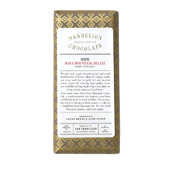 Dandelion 85% Maya Mountain, Belize Dark Chocolate