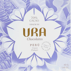 Ura Chocolates 70% Cusco Pichari, Peru Dark Chocolate