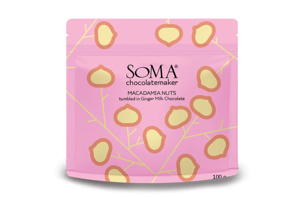 Soma - Macadamia Nuts tumbled in Ginger Milk Chocolate