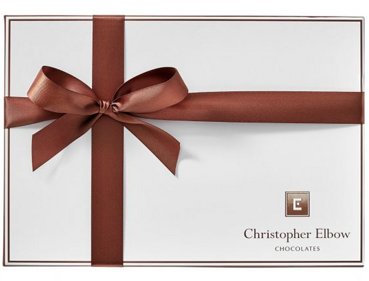 Christopher Elbow 24 pcs Bonbons Gift Box with a ribbon on the front.