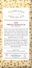 Dandelion Ambanja, Madagascar 70% Dark Chocolate