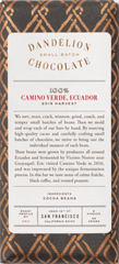 Dandelion Camino Verde Ecuador 100% Cocoa