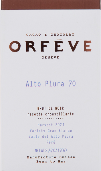 Orfeve Alto Piura 70% Crispy Peru Dark